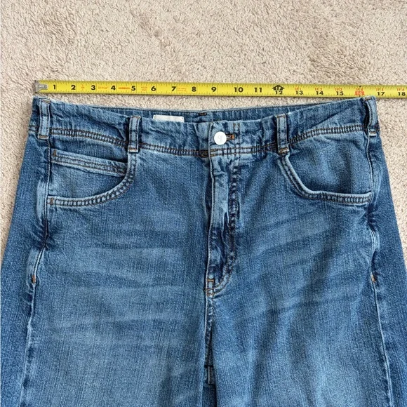 PILCRO Blue Wide Leg Raw Hem Denim Jeans Pants Women's Size 31 Medium Wash - Picture 9 of 12